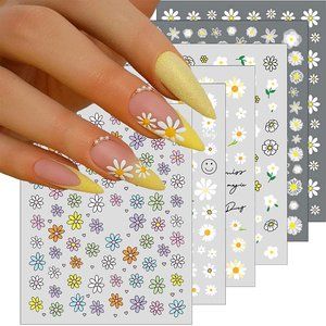 Charming Flower Chrysanthemum 3D Trendy Design Self-Adhesive Spring Nail Art